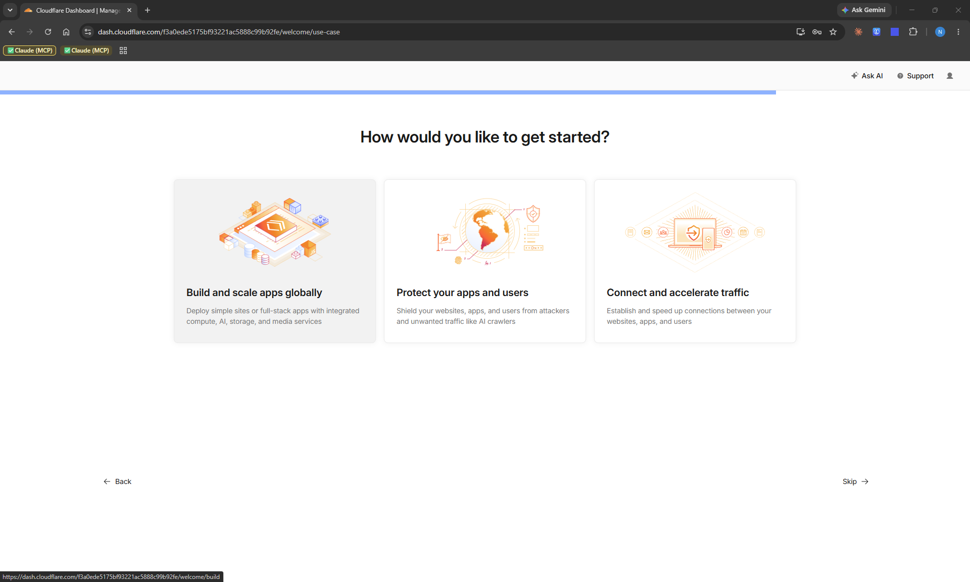 Cloudflare onboarding — how would you like to get started