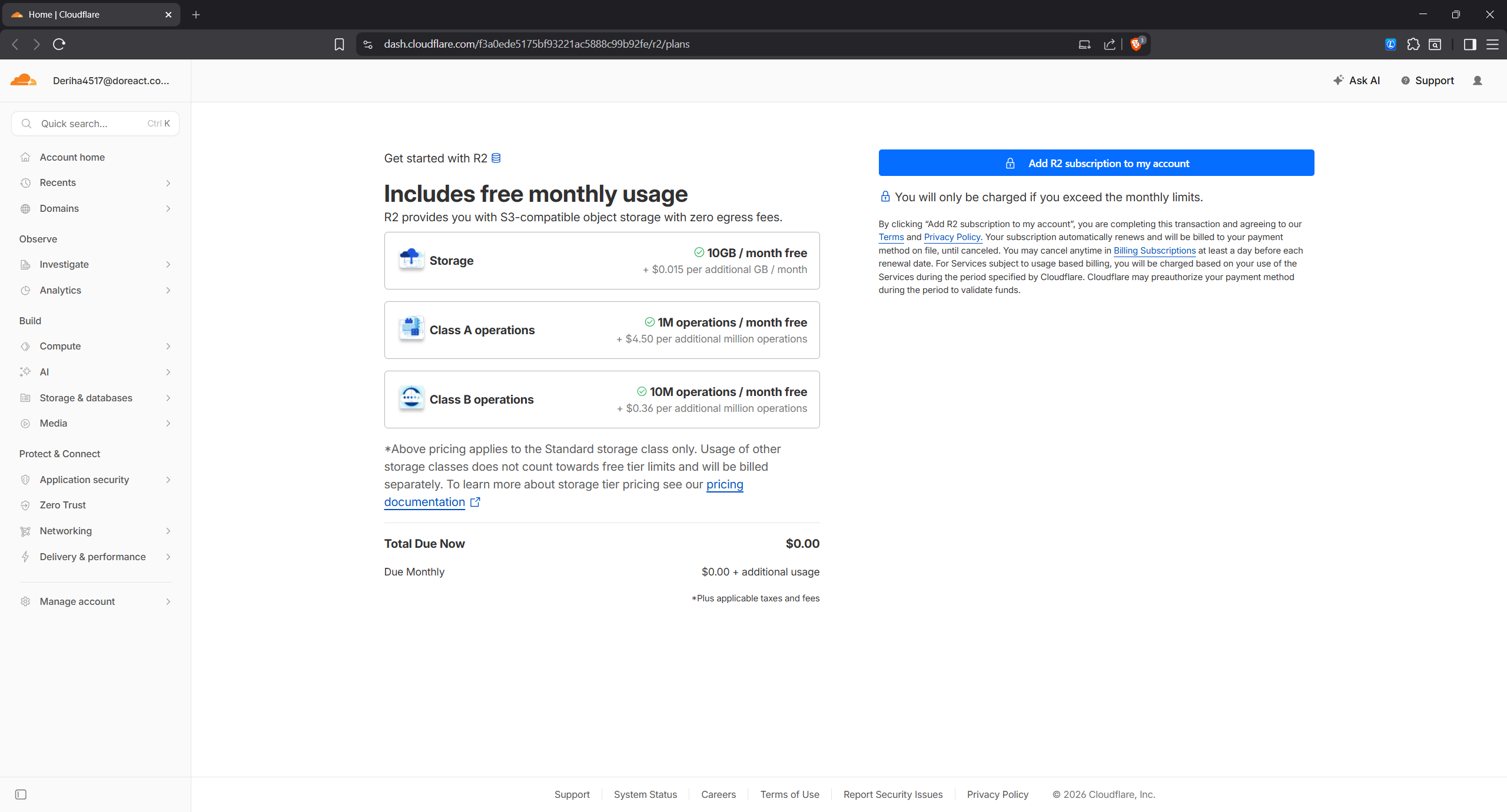 Cloudflare R2 — get started, free monthly usage